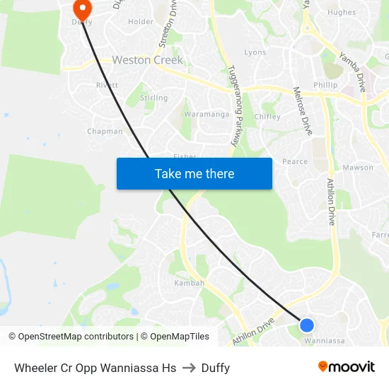 Wheeler Cr Opp Wanniassa Hs to Duffy map