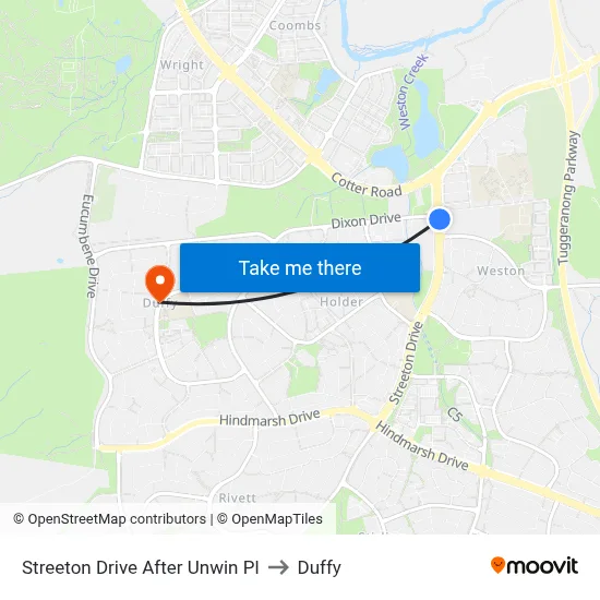Streeton Drive After Unwin Pl to Duffy map