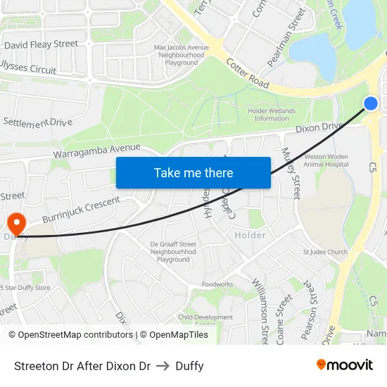 Streeton Dr After Dixon Dr to Duffy map