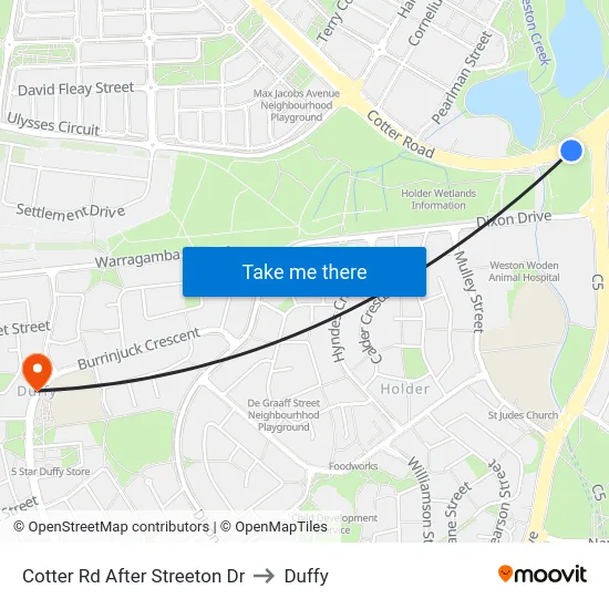 Cotter Rd After Streeton Dr to Duffy map