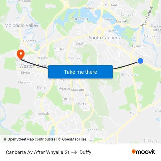 Canberra Av After Whyalla St to Duffy map