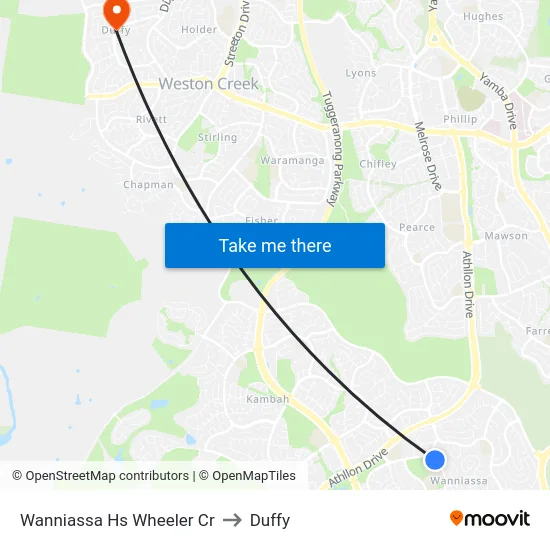 Wanniassa Hs Wheeler Cr to Duffy map