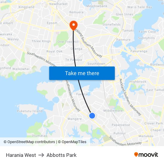 Harania West to Abbotts Park map