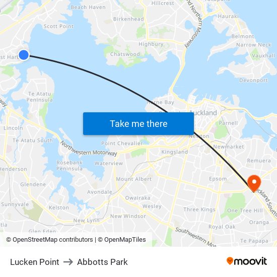 Lucken Point to Abbotts Park map