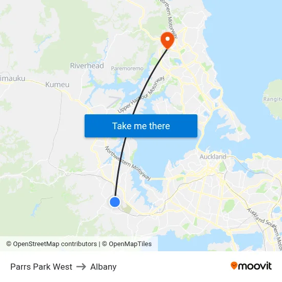 Parrs Park West to Albany map