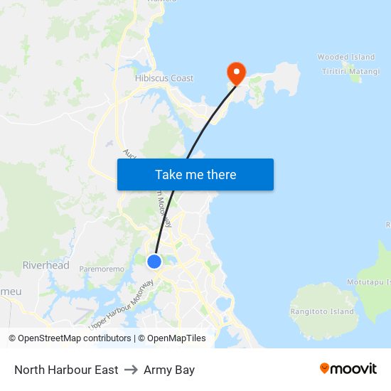 North Harbour East to Army Bay map