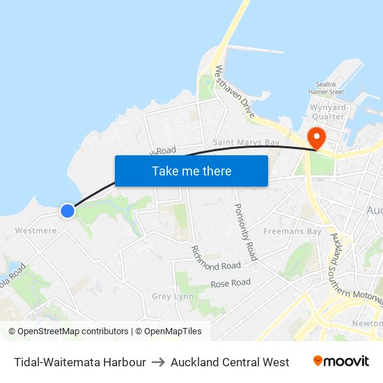 Tidal-Waitemata Harbour to Auckland Central West map