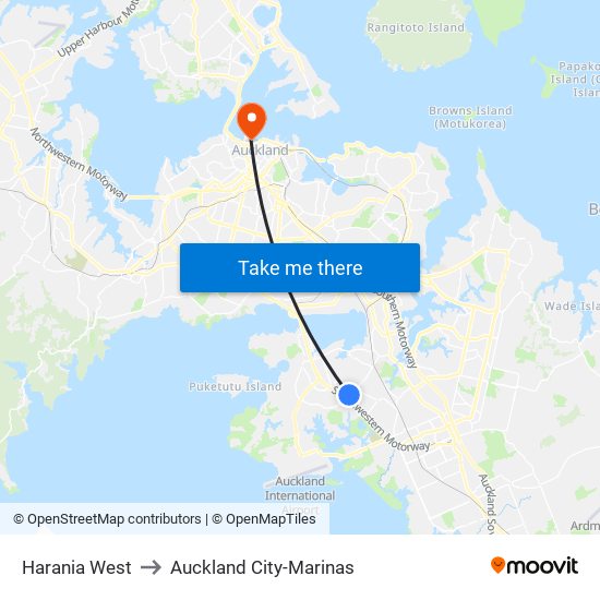 Harania West to Auckland City-Marinas map