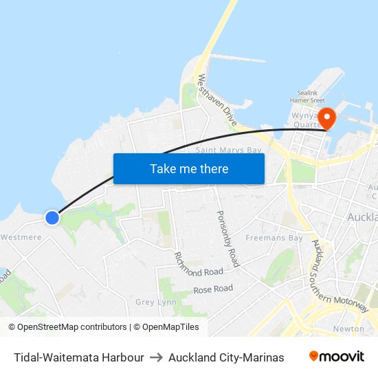 Tidal-Waitemata Harbour to Auckland City-Marinas map
