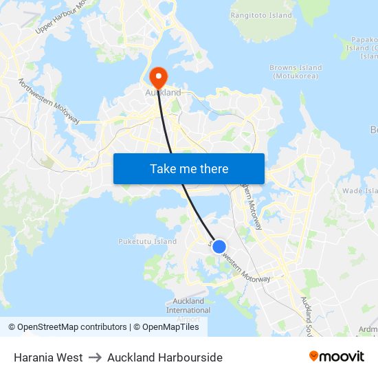 Harania West to Auckland Harbourside map