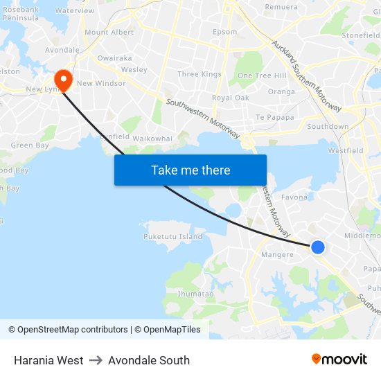 Harania West to Avondale South map