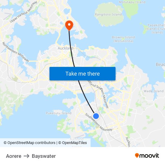 Aorere to Bayswater map