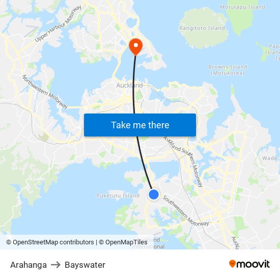 Arahanga to Bayswater map