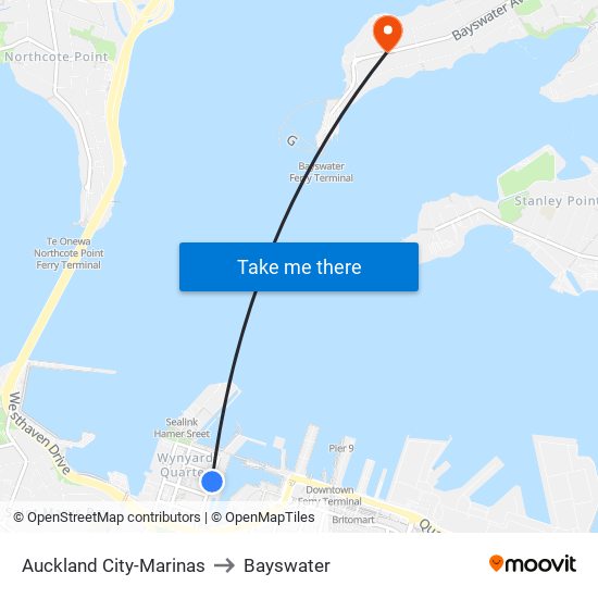 Auckland City-Marinas to Bayswater map