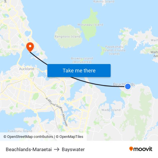 Beachlands-Maraetai to Bayswater map