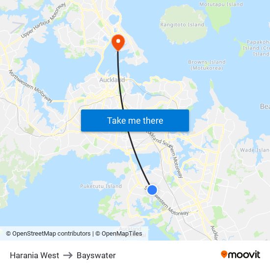 Harania West to Bayswater map