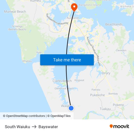 South Waiuku to Bayswater map