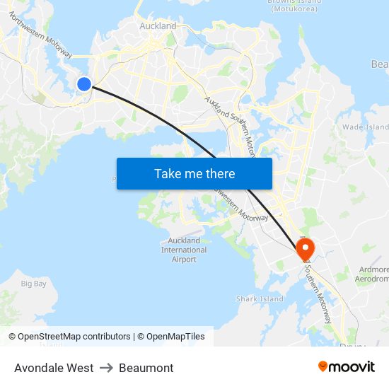 Avondale West to Beaumont map