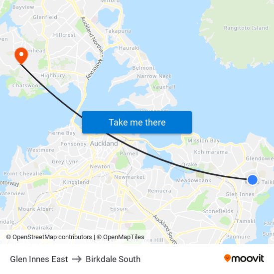 Glen Innes East to Birkdale South map