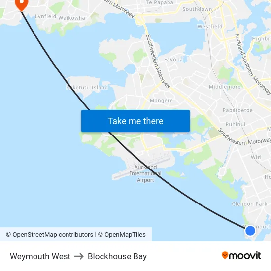 Weymouth West to Blockhouse Bay map