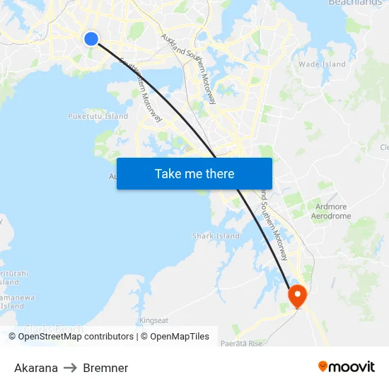 Akarana to Bremner map