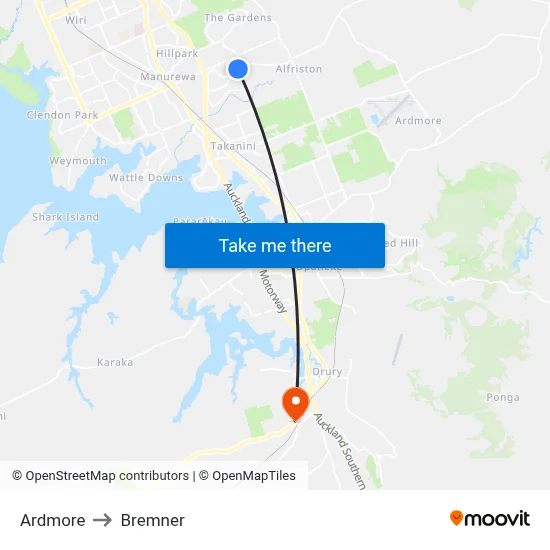 Ardmore to Bremner map
