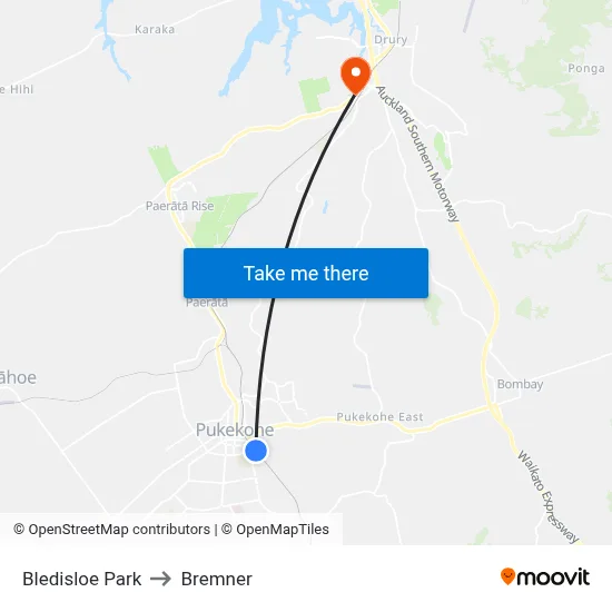 Bledisloe Park to Bremner map