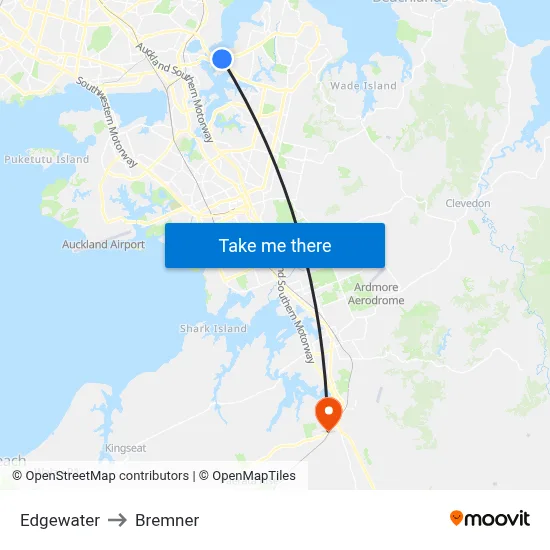 Edgewater to Bremner map