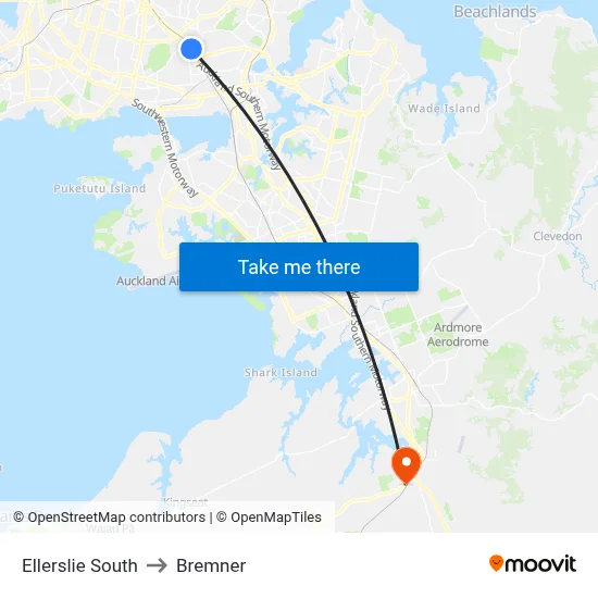 Ellerslie South to Bremner map