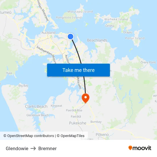 Glendowie to Bremner map
