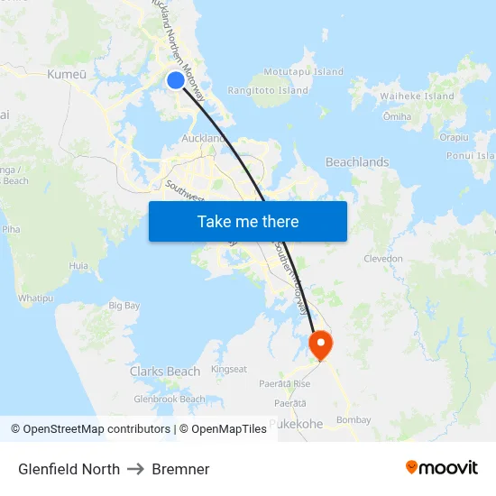 Glenfield North to Bremner map