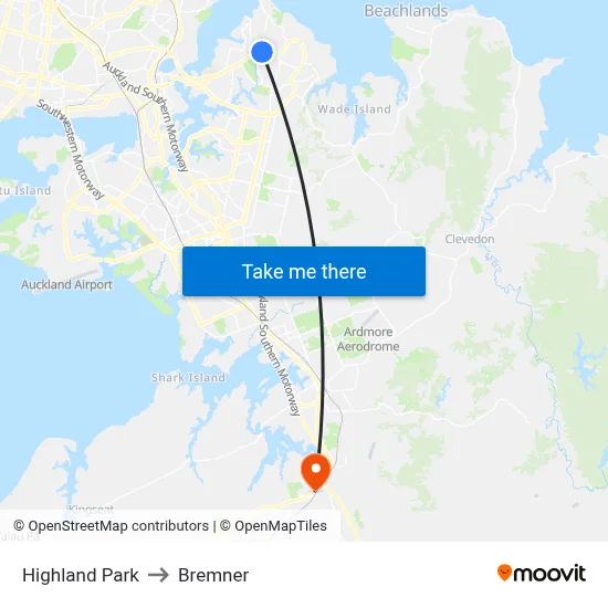Highland Park to Bremner map