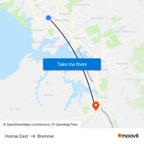 Homai East to Bremner map
