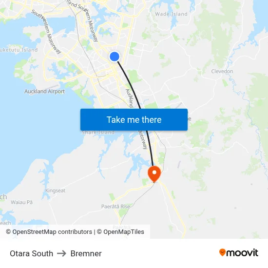 Otara South to Bremner map