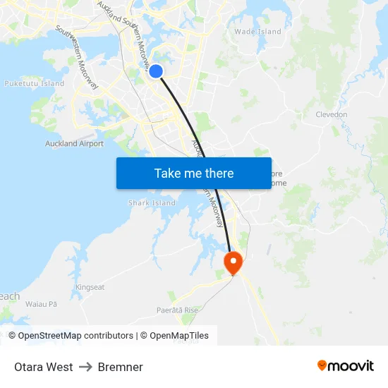 Otara West to Bremner map