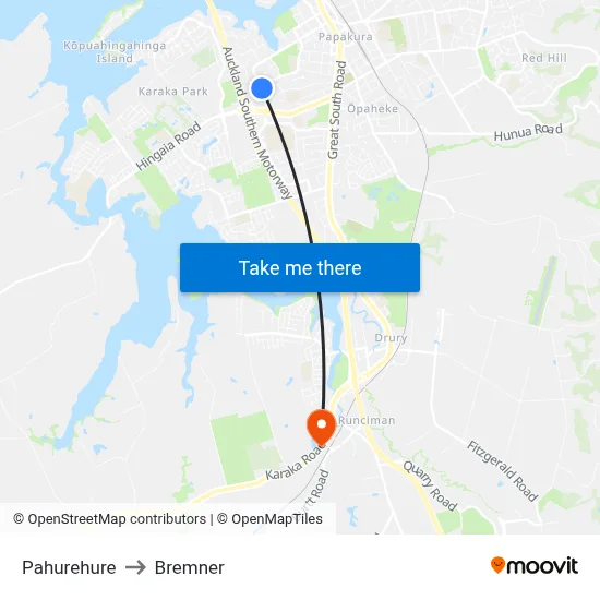 Pahurehure to Bremner map