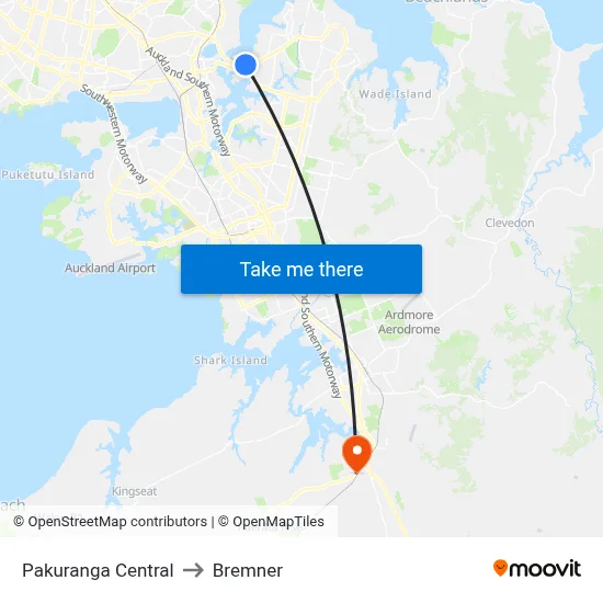 Pakuranga Central to Bremner map