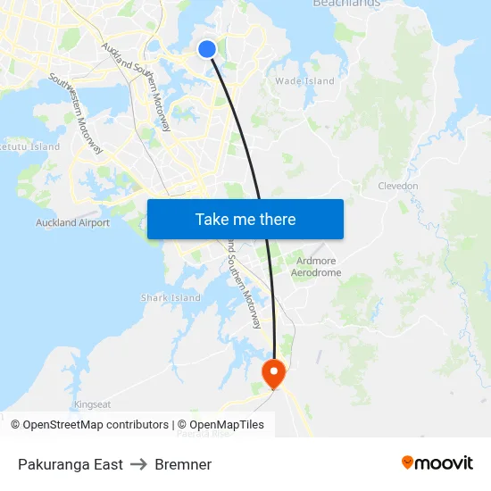 Pakuranga East to Bremner map