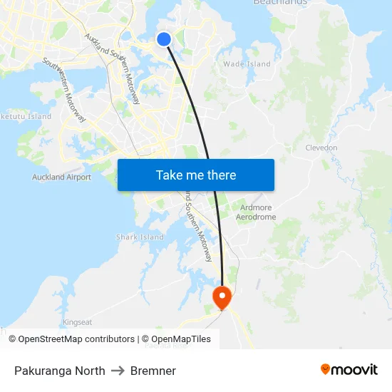 Pakuranga North to Bremner map