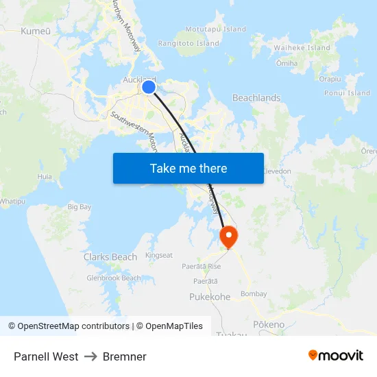 Parnell West to Bremner map