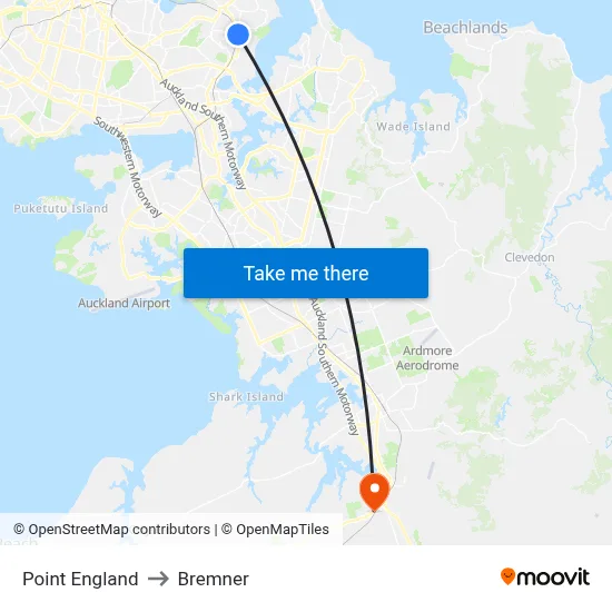 Point England to Bremner map