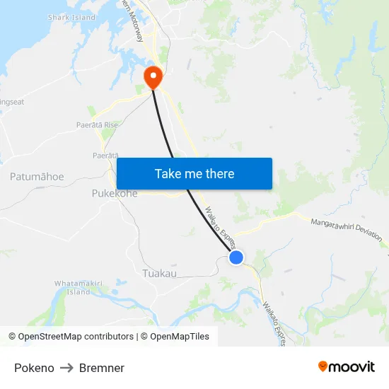 Pokeno to Bremner map