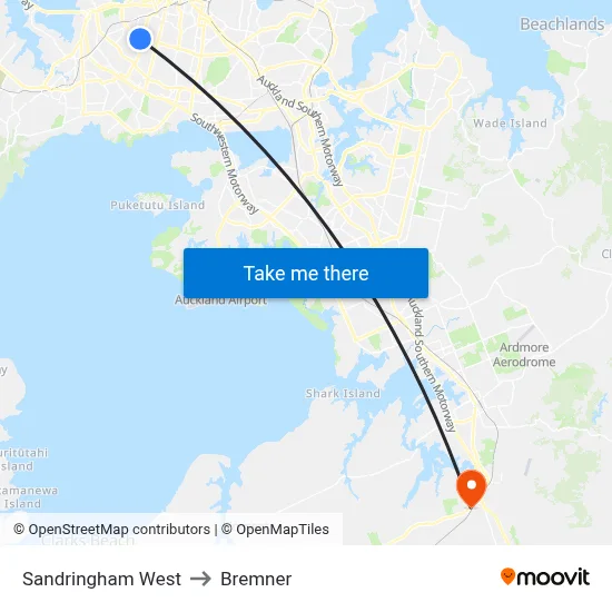 Sandringham West to Bremner map