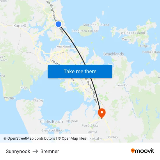 Sunnynook to Bremner map