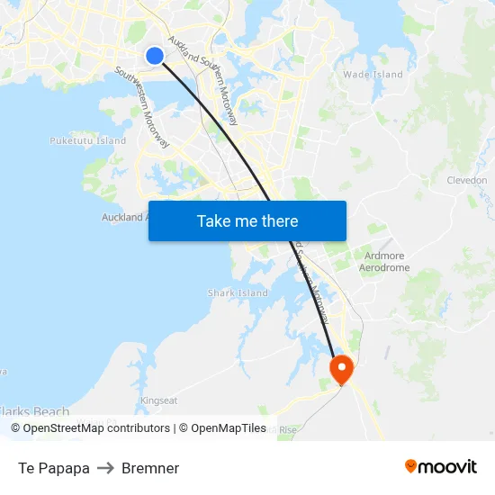 Te Papapa to Bremner map