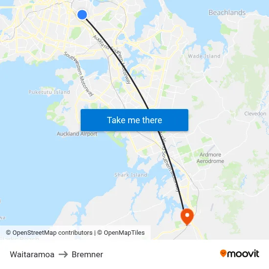 Waitaramoa to Bremner map