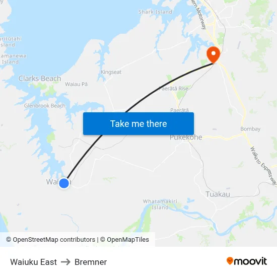 Waiuku East to Bremner map