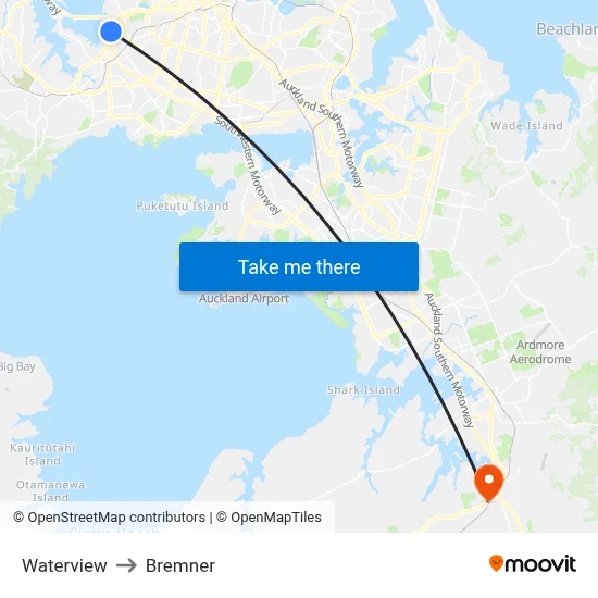 Waterview to Bremner map