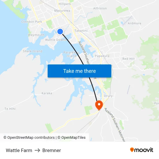 Wattle Farm to Bremner map