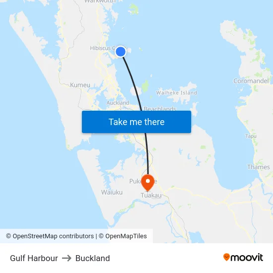 Gulf Harbour to Buckland map
